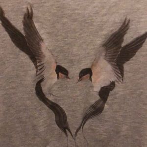 All Saints raw neck love birds tee